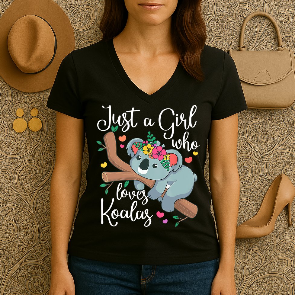 Just A Girl Who Loves Koalas Funny Koala Bear Lovers Outfit Women's V-Neck T-Shirt