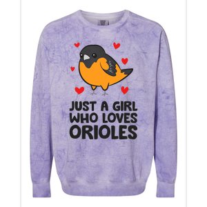 Just A Girl Who Loves Orioles Colorblast Crewneck Sweatshirt