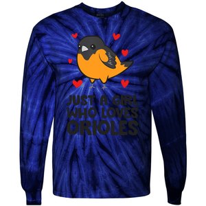 Just A Girl Who Loves Orioles Tie-Dye Long Sleeve Shirt