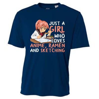 Just A Girl Who Loves Anime Ramen And Sketching Japan Anime Cooling Performance Crew T-Shirt