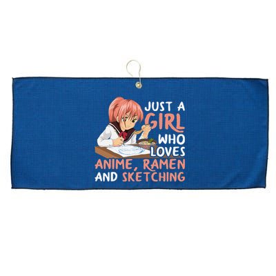 Just A Girl Who Loves Anime Ramen And Sketching Japan Anime Large Microfiber Waffle Golf Towel