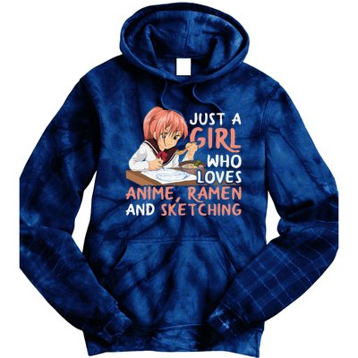 Just A Girl Who Loves Anime Ramen And Sketching Japan Anime Tie Dye Hoodie