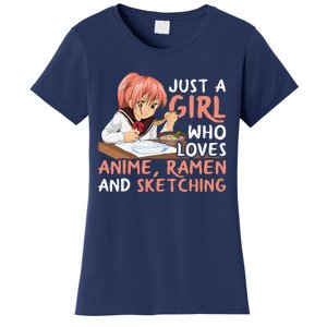 Just A Girl Who Loves Anime Ramen And Sketching Japan Anime Women's T-Shirt