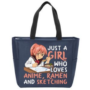 Just A Girl Who Loves Anime Ramen And Sketching Japan Anime Zip Tote Bag