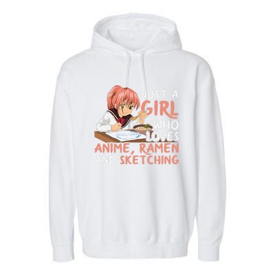 Just A Girl Who Loves Anime Ramen And Sketching Japan Anime Garment-Dyed Fleece Hoodie