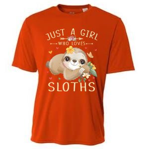 Just A Girl Who Loves Sloths Cute Sloth Lover Girls Gift Cooling Performance Crew T-Shirt