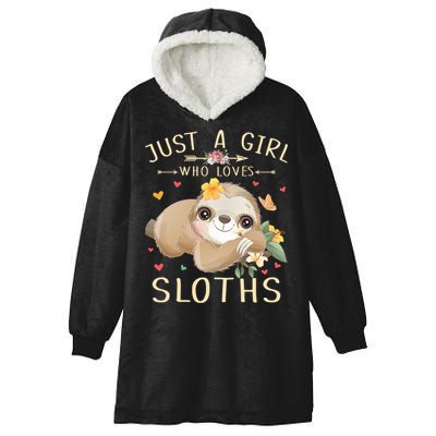 Just A Girl Who Loves Sloths Cute Sloth Lover Girls Gift Hooded Wearable Blanket