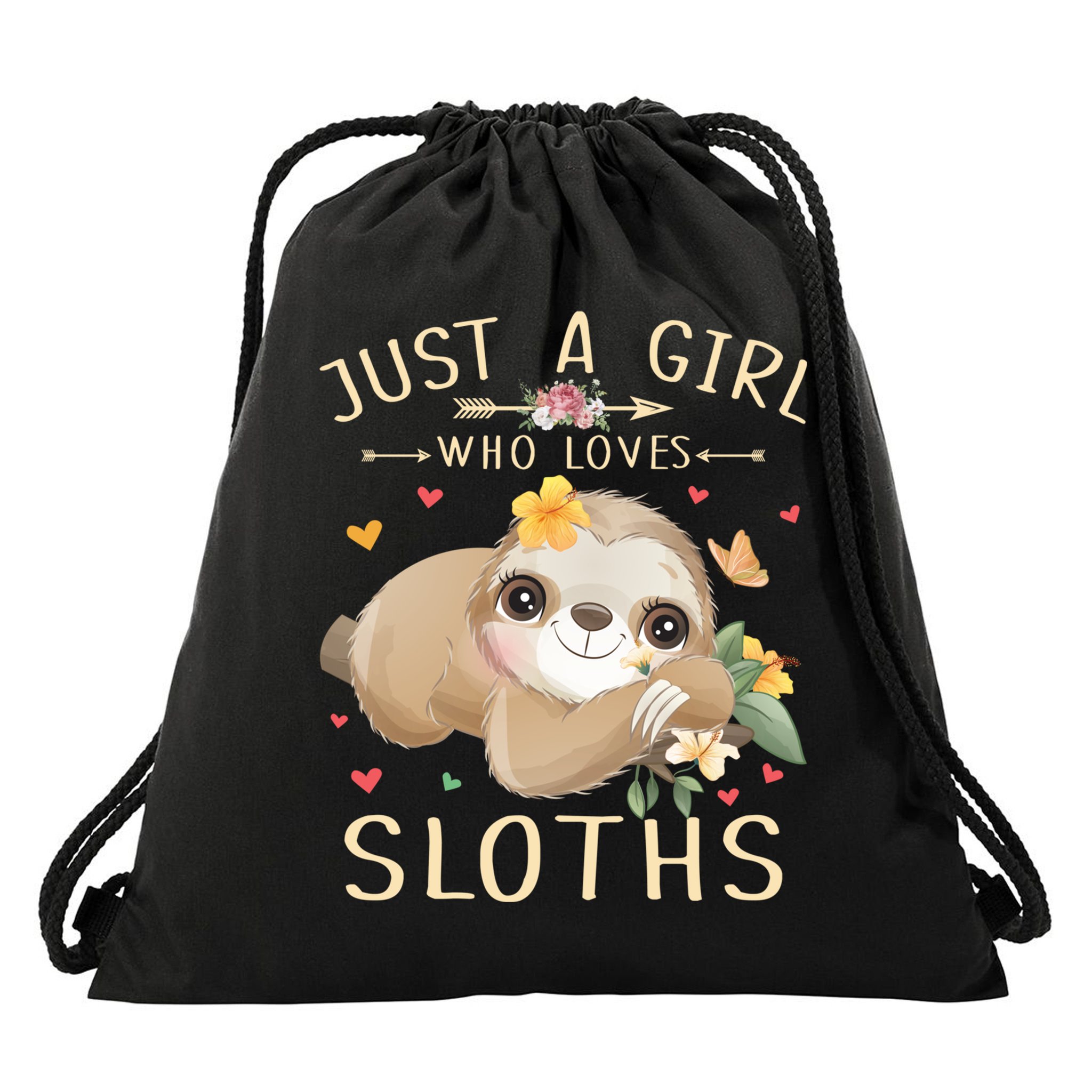 Just A Girl Who Loves Sloths Cute Sloth Lover Girls Gift Drawstring Bag