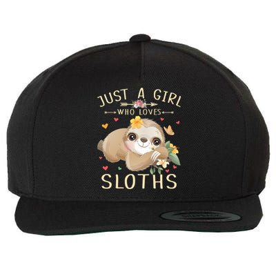 Just A Girl Who Loves Sloths Cute Sloth Lover Girls Gift Wool Snapback Cap
