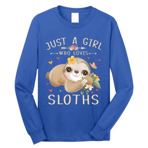 Just A Girl Who Loves Sloths Cute Sloth Lover Girls Gift Long Sleeve Shirt