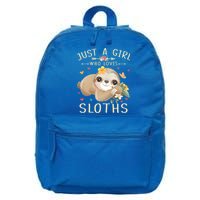 Just A Girl Who Loves Sloths Cute Sloth Lover Girls Gift 16 in Basic Backpack
