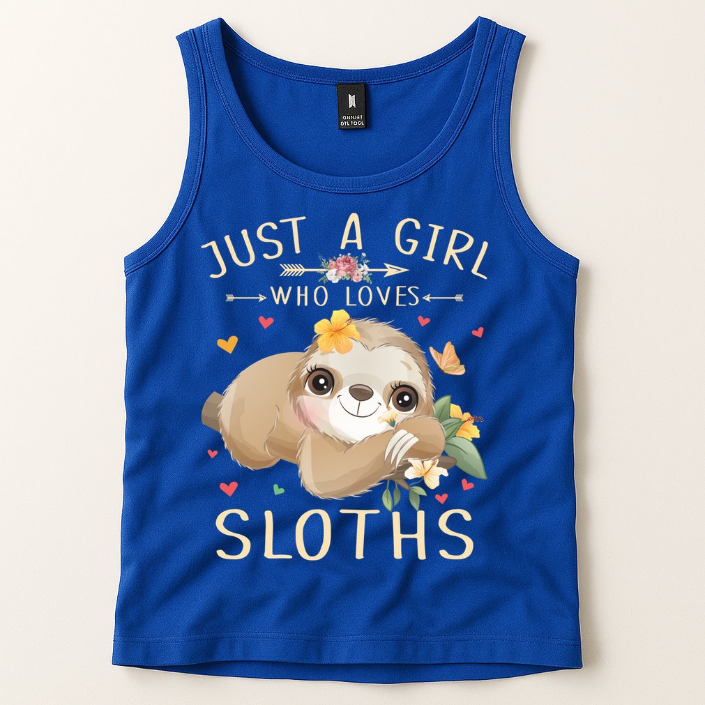 Just A Girl Who Loves Sloths Cute Sloth Lover Girls Gift Tank Top
