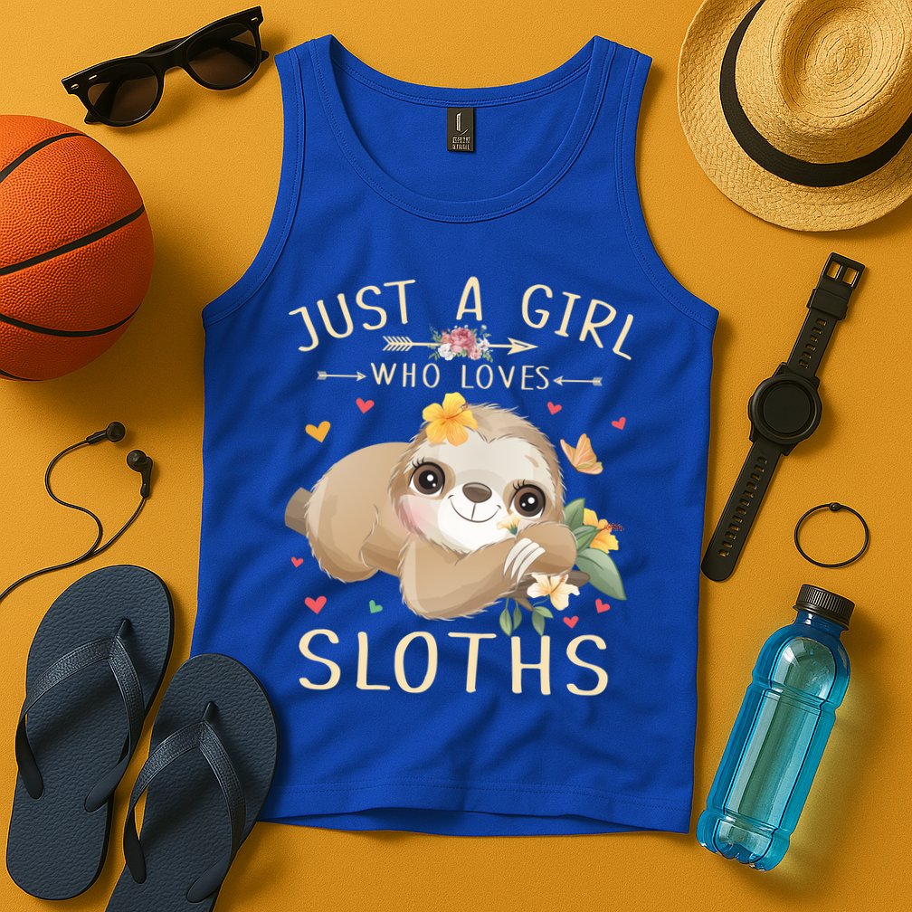 Just A Girl Who Loves Sloths Cute Sloth Lover Girls Gift Tank Top