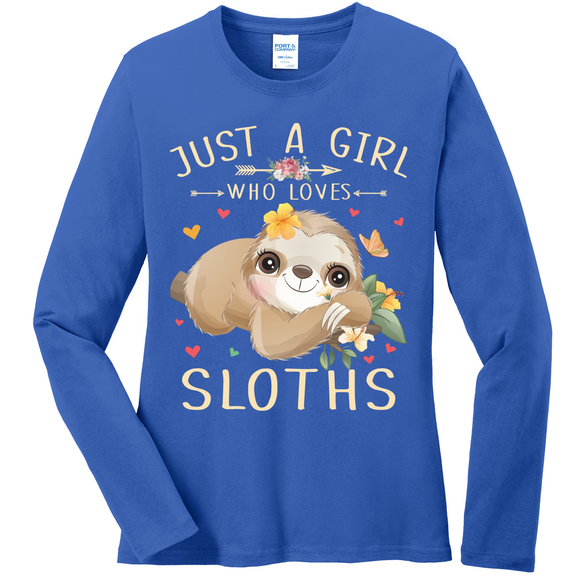 Just A Girl Who Loves Sloths Cute Sloth Lover Girls Gift Ladies Long Sleeve Shirt