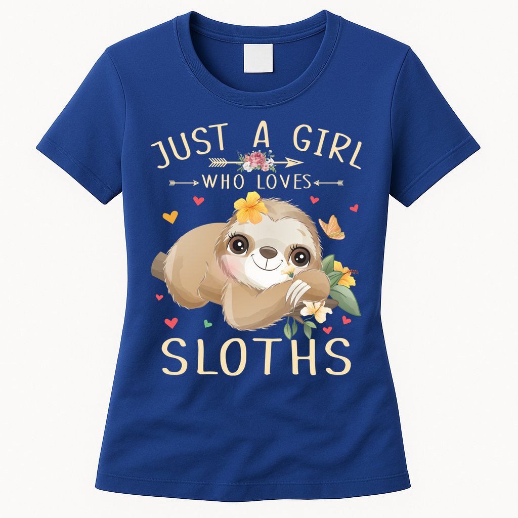Just A Girl Who Loves Sloths Cute Sloth Lover Girls Gift Womens T-Shirt