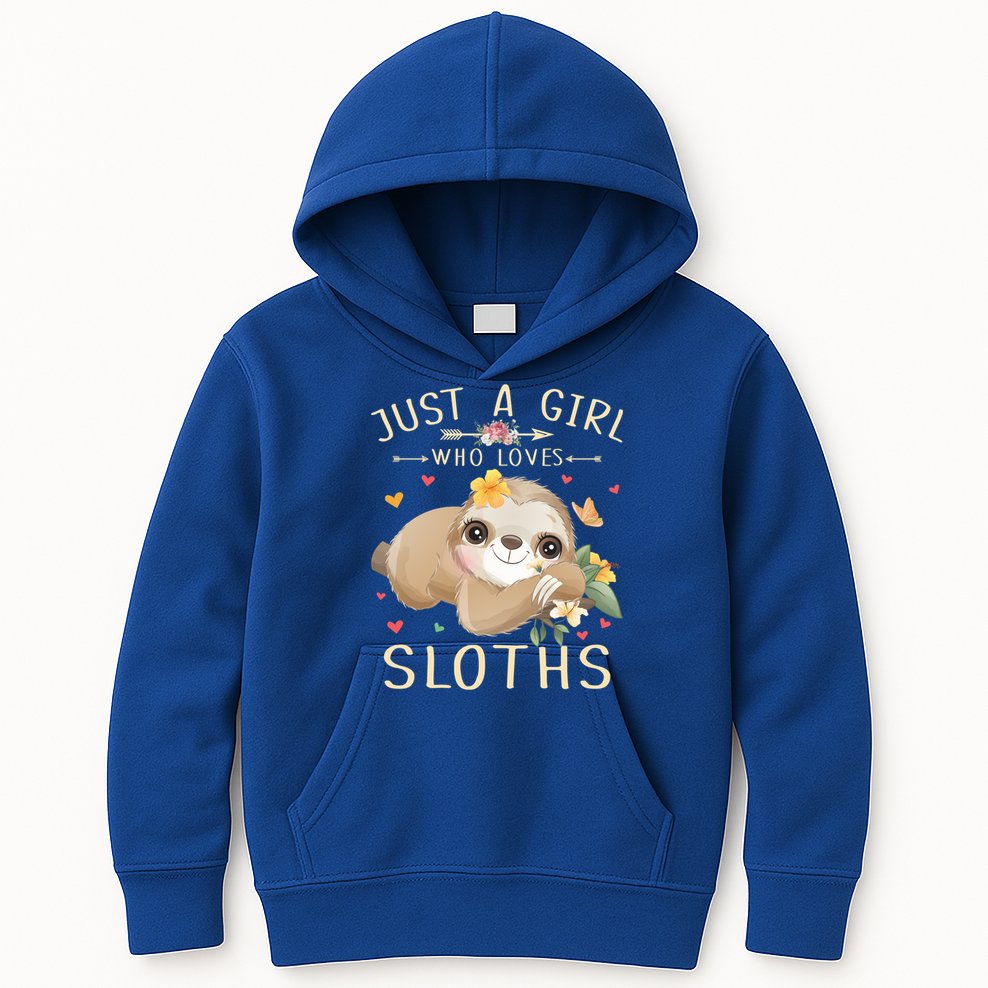Just A Girl Who Loves Sloths Cute Sloth Lover Girls Gift Kids Hoodie