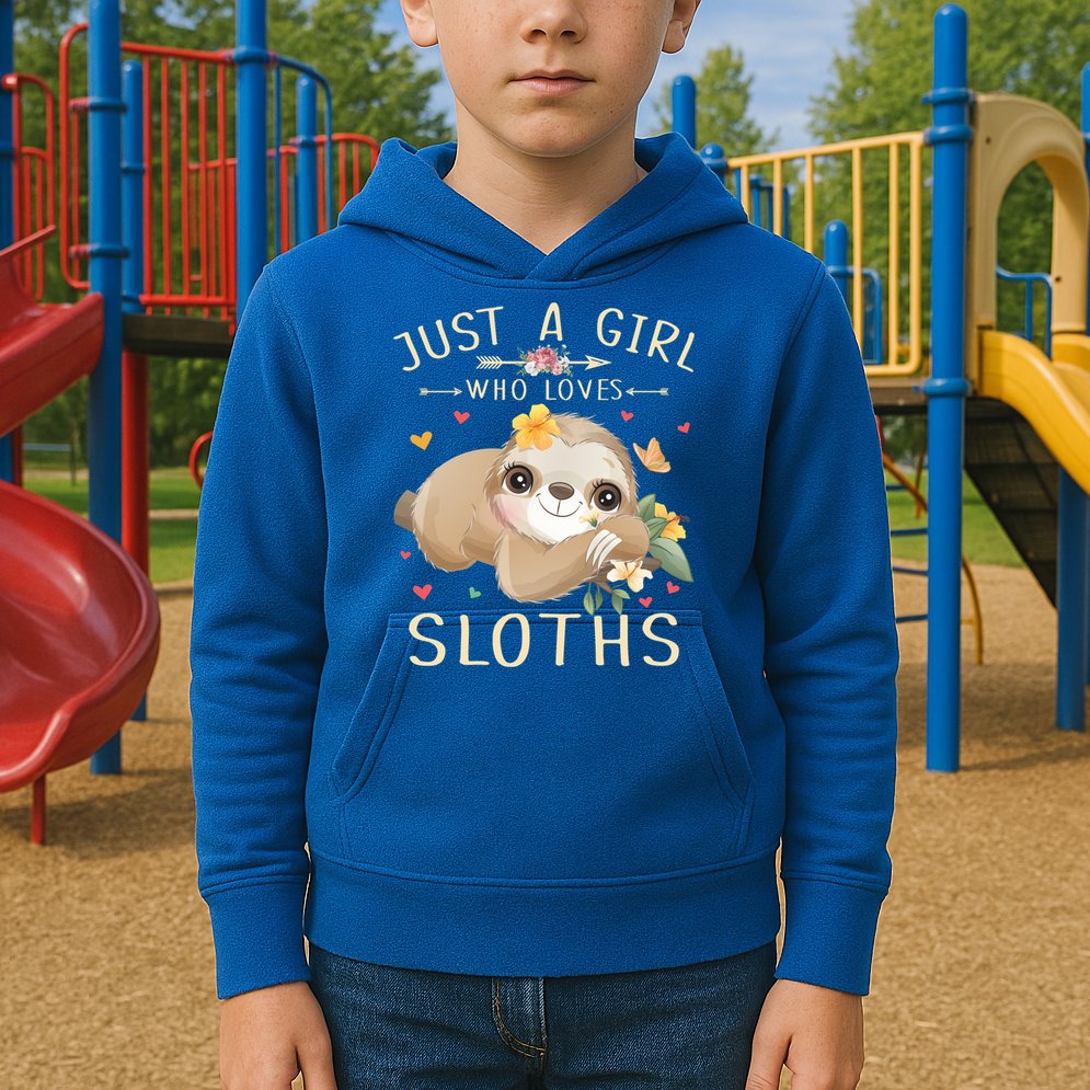 Just A Girl Who Loves Sloths Cute Sloth Lover Girls Gift Kids Hoodie