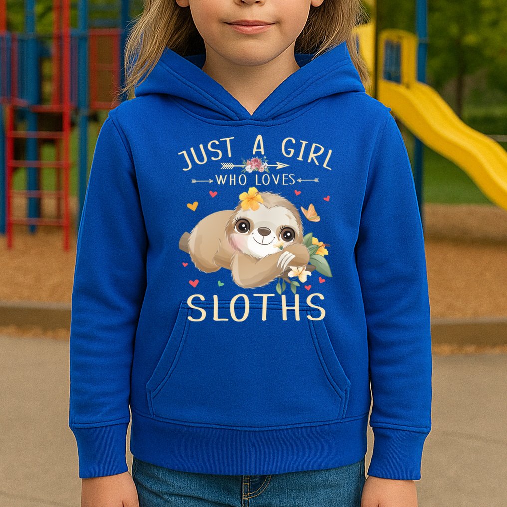 Just A Girl Who Loves Sloths Cute Sloth Lover Girls Gift Kids Hoodie
