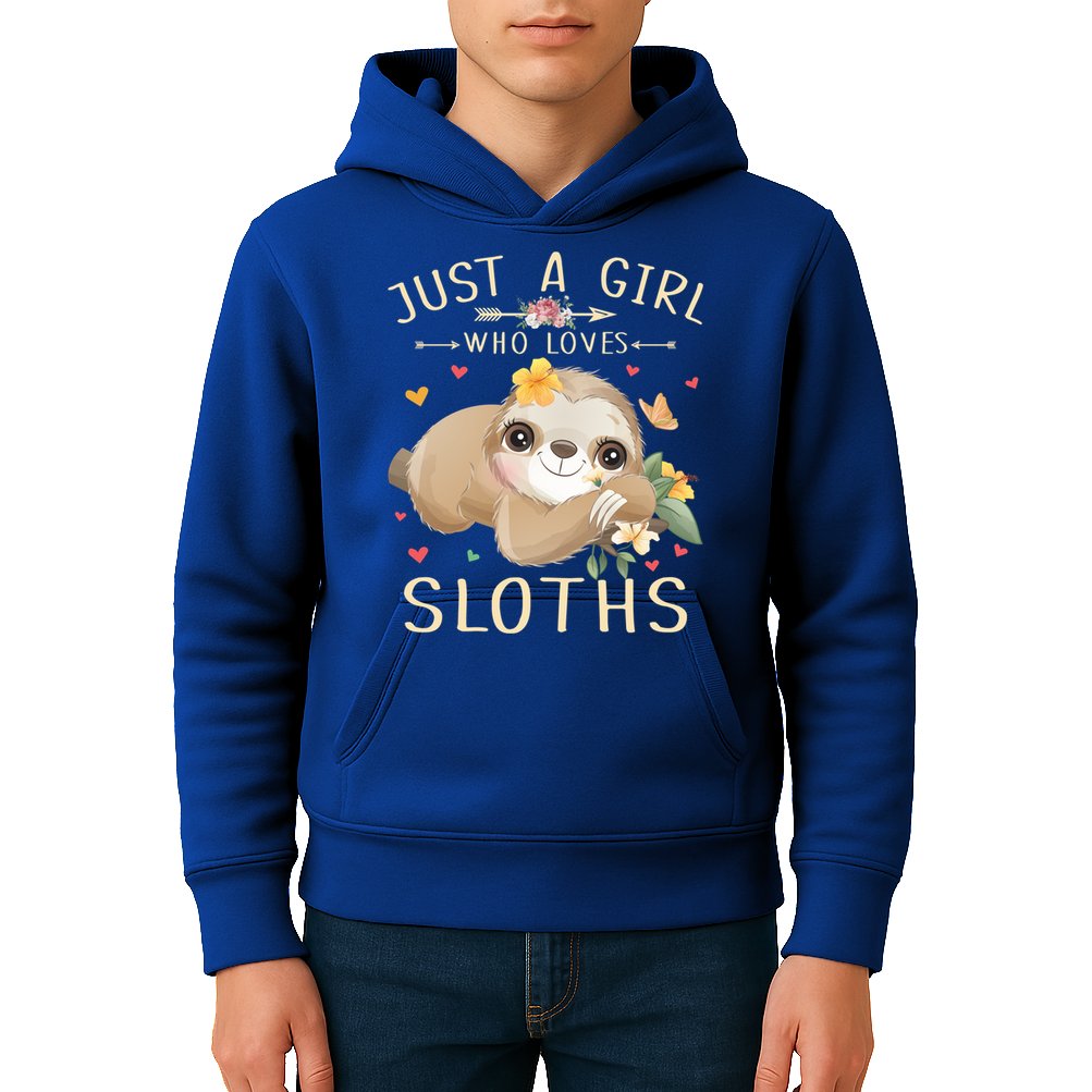 Just A Girl Who Loves Sloths Cute Sloth Lover Girls Gift Kids Hoodie
