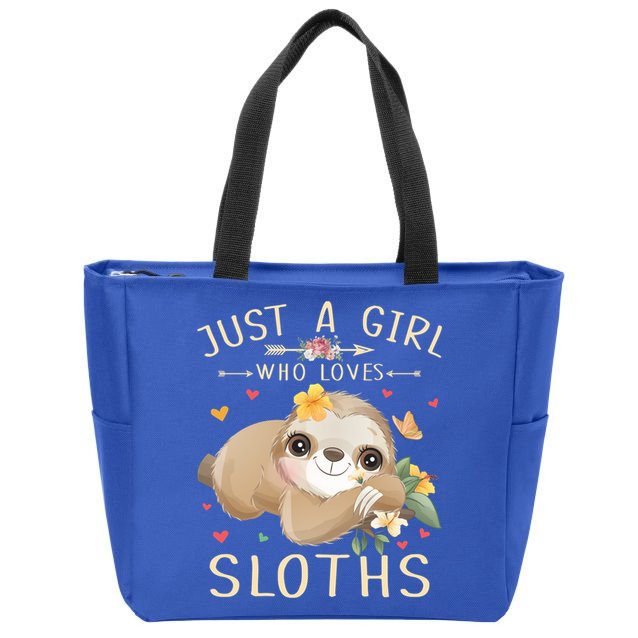 Just A Girl Who Loves Sloths Cute Sloth Lover Girls Gift Zip Tote Bag
