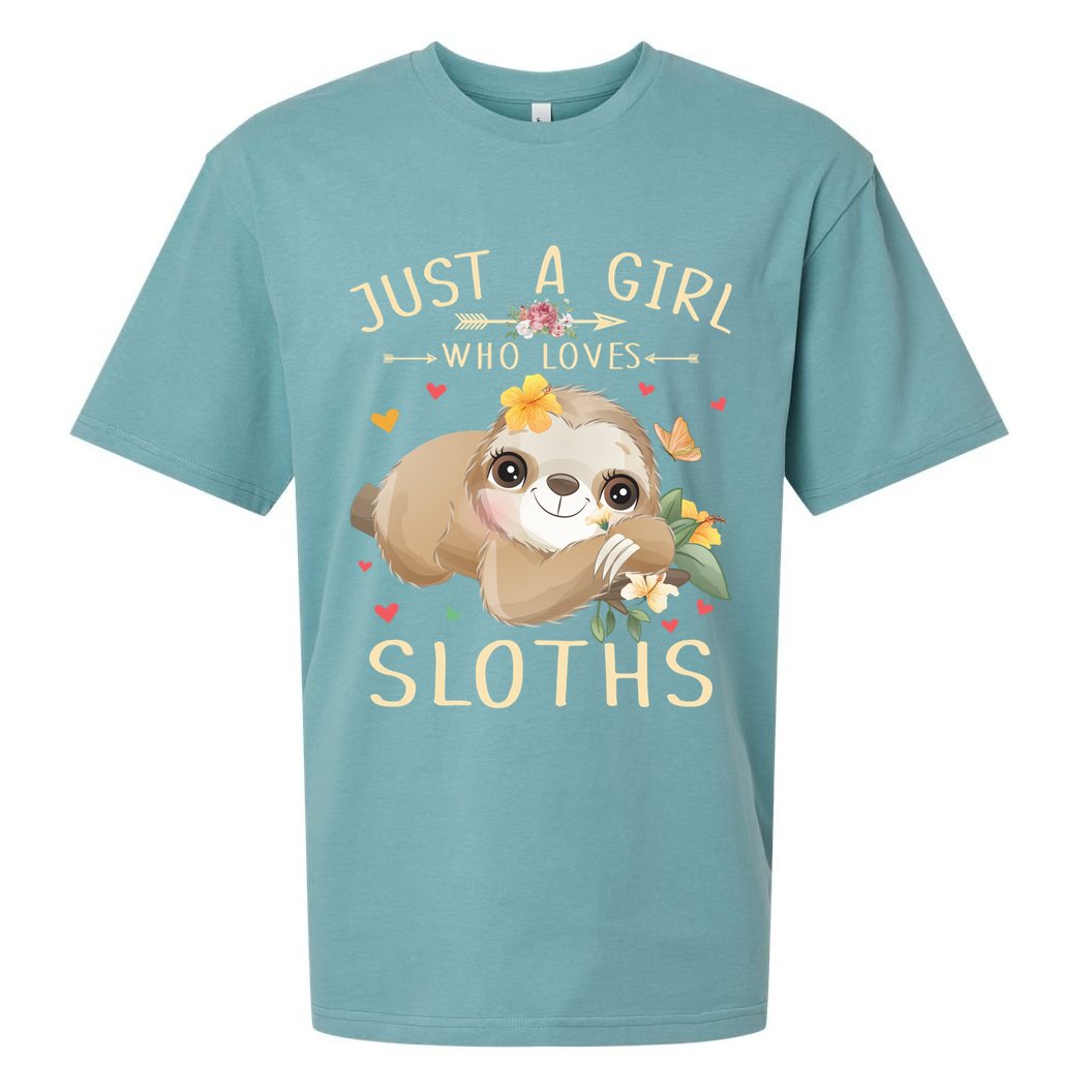 Just A Girl Who Loves Sloths Cute Sloth Lover Girls Gift Sueded Cloud Jersey T-Shirt