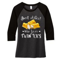 Just A Girl Who Loves Twinkies Women's Tri-Blend 3/4-Sleeve Raglan Shirt