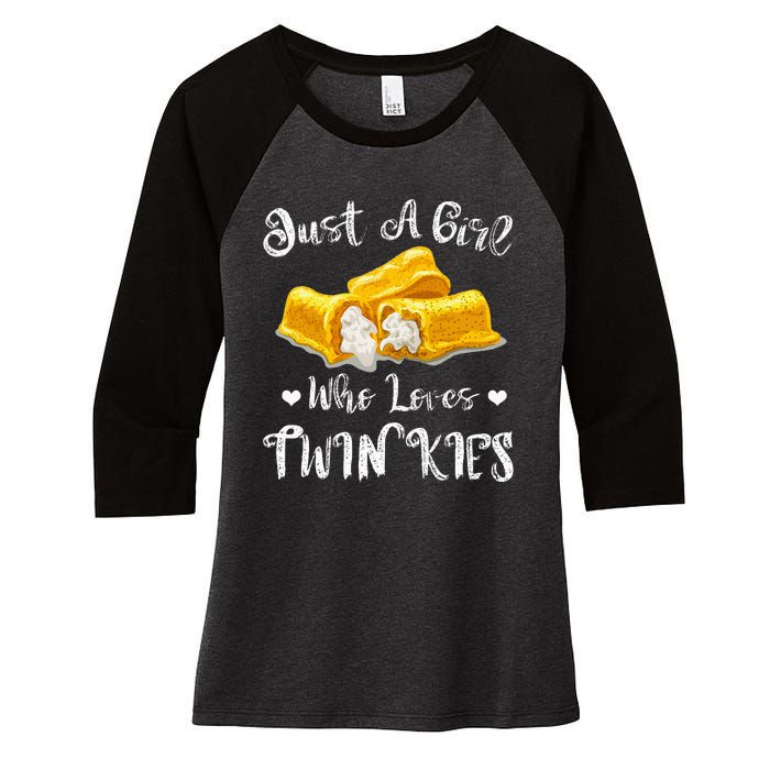 Just A Girl Who Loves Twinkies Women's Tri-Blend 3/4-Sleeve Raglan Shirt