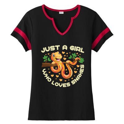 Just A Girl Who Loves Snakes Funny Snake Lover Funny Gift Meaningful Gift Ladies Halftime Notch Neck Tee