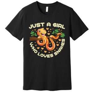 Just A Girl Who Loves Snakes Funny Snake Lover Funny Gift Meaningful Gift Premium T-Shirt