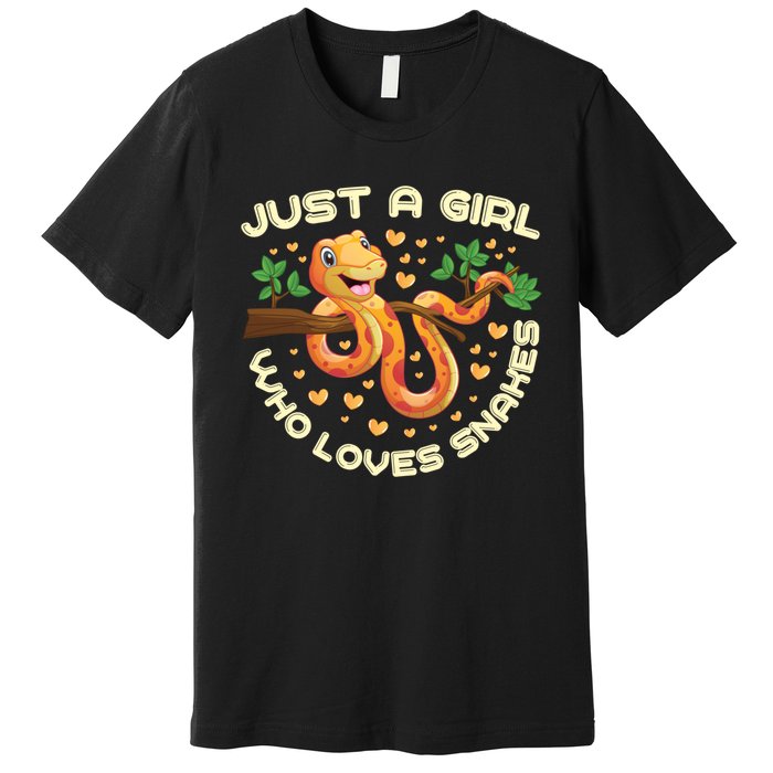 Just A Girl Who Loves Snakes Funny Snake Lover Funny Gift Meaningful Gift Premium T-Shirt