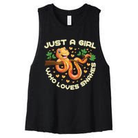 Just A Girl Who Loves Snakes Funny Snake Lover Funny Gift Meaningful Gift Women's Racerback Cropped Tank