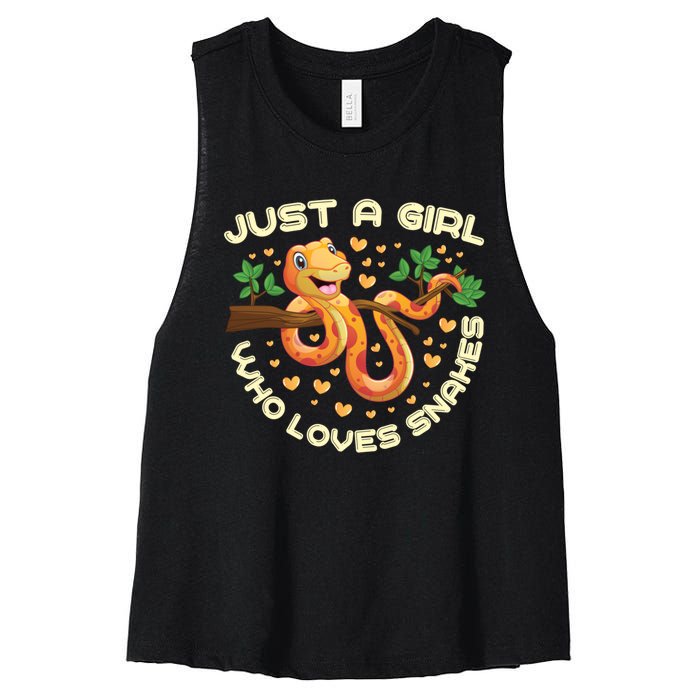 Just A Girl Who Loves Snakes Funny Snake Lover Funny Gift Meaningful Gift Women's Racerback Cropped Tank