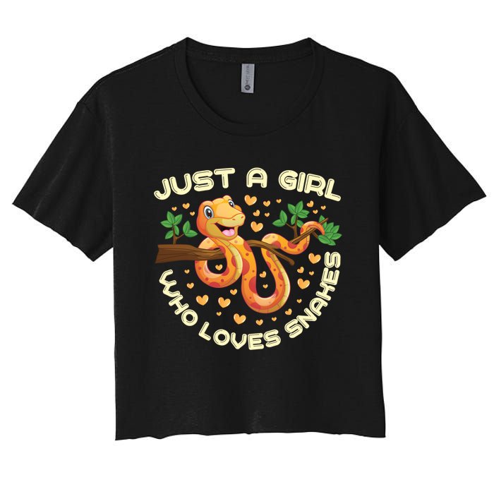 Just A Girl Who Loves Snakes Funny Snake Lover Funny Gift Meaningful Gift Women's Crop Top Tee