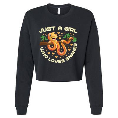 Just A Girl Who Loves Snakes Funny Snake Lover Funny Gift Meaningful Gift Cropped Pullover Crew