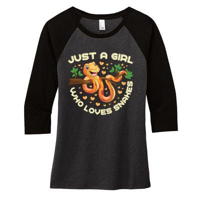 Just A Girl Who Loves Snakes Funny Snake Lover Funny Gift Meaningful Gift Women's Tri-Blend 3/4-Sleeve Raglan Shirt