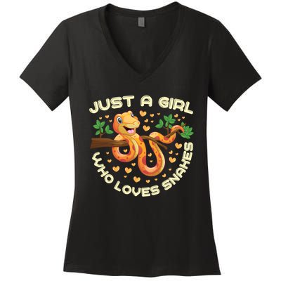 Just A Girl Who Loves Snakes Funny Snake Lover Funny Gift Meaningful Gift Women's V-Neck T-Shirt