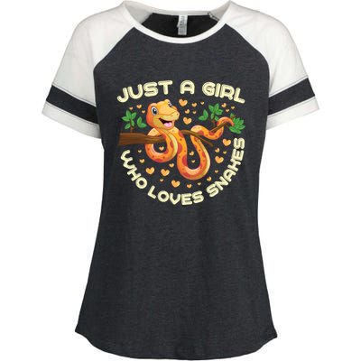 Just A Girl Who Loves Snakes Funny Snake Lover Funny Gift Meaningful Gift Enza Ladies Jersey Colorblock Tee