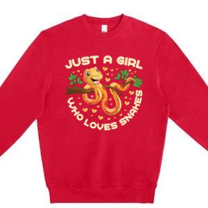 Just A Girl Who Loves Snakes Funny Snake Lover Funny Gift Meaningful Gift Premium Crewneck Sweatshirt