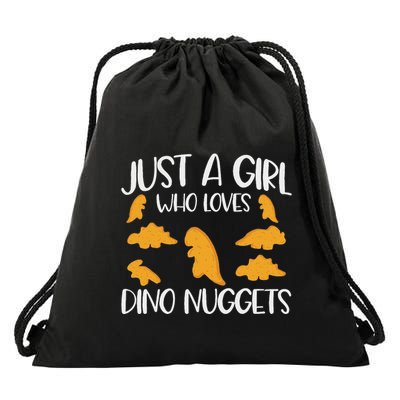 Just A Girl Who Loves Dino Nuggets Dinosaur Chicken Nuggets Drawstring Bag
