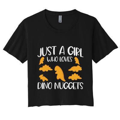 Just A Girl Who Loves Dino Nuggets Dinosaur Chicken Nuggets Crop Top