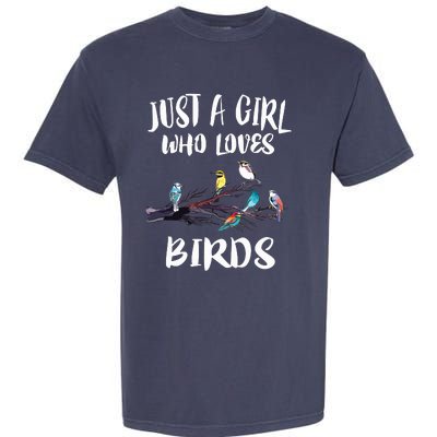 Just A Girl Who Loves Birds Birding Bird Watching Gift Garment-Dyed Heavyweight T-Shirt