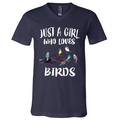 Just A Girl Who Loves Birds Birding Bird Watching Gift V-Neck T-Shirt