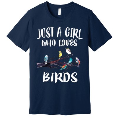 Just A Girl Who Loves Birds Birding Bird Watching Gift Premium T-Shirt