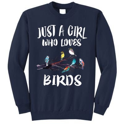 Just A Girl Who Loves Birds Birding Bird Watching Gift Tall Sweatshirt