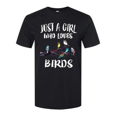 Just A Girl Who Loves Birds Birding Bird Watching Gift Softstyle CVC T-Shirt