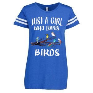 Just A Girl Who Loves Birds Birding Bird Watching Gift Enza Ladies Jersey Football T-Shirt