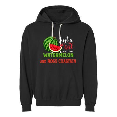 JUST A GIRL WHO LOVES WATERMELON AND ROSS CHASTAIN Premium Garment-Dyed Fleece Hoodie