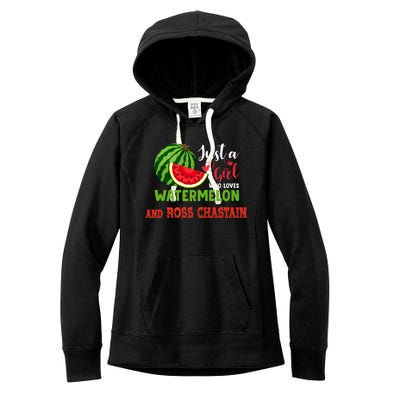 JUST A GIRL WHO LOVES WATERMELON AND ROSS CHASTAIN Premium Women's Fleece Hoodie