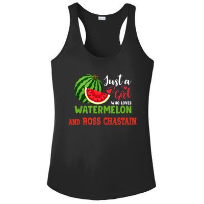 JUST A GIRL WHO LOVES WATERMELON AND ROSS CHASTAIN Premium Ladies PosiCharge Competitor Racerback Tank