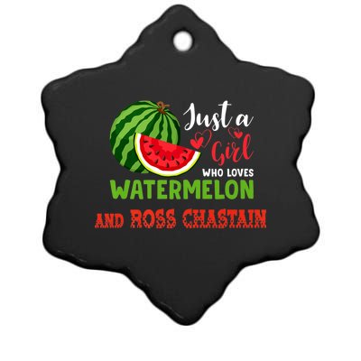 JUST A GIRL WHO LOVES WATERMELON AND ROSS CHASTAIN Premium Ceramic Star Ornament